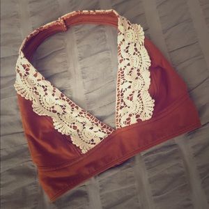 Out From Under Boho Crochet Lined Bralette Size Small